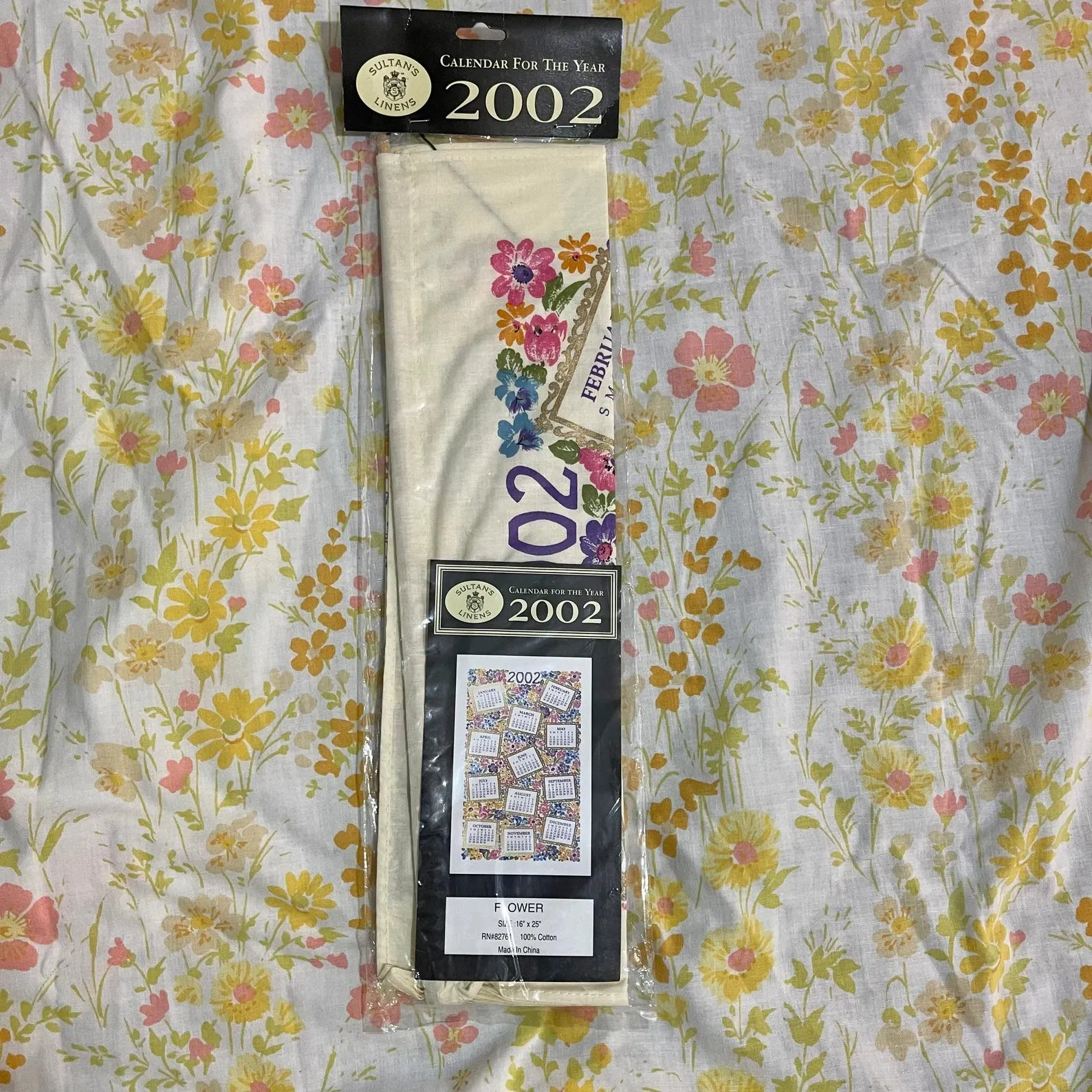 00s 2002 Calendar For The Year - Cotton Wall Hanging