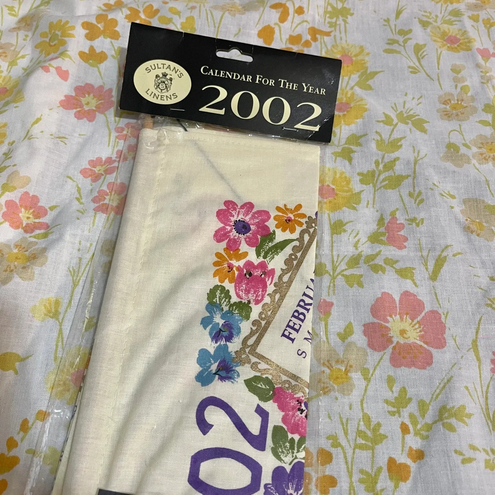 00s 2002 Calendar For The Year - Cotton Wall Hanging