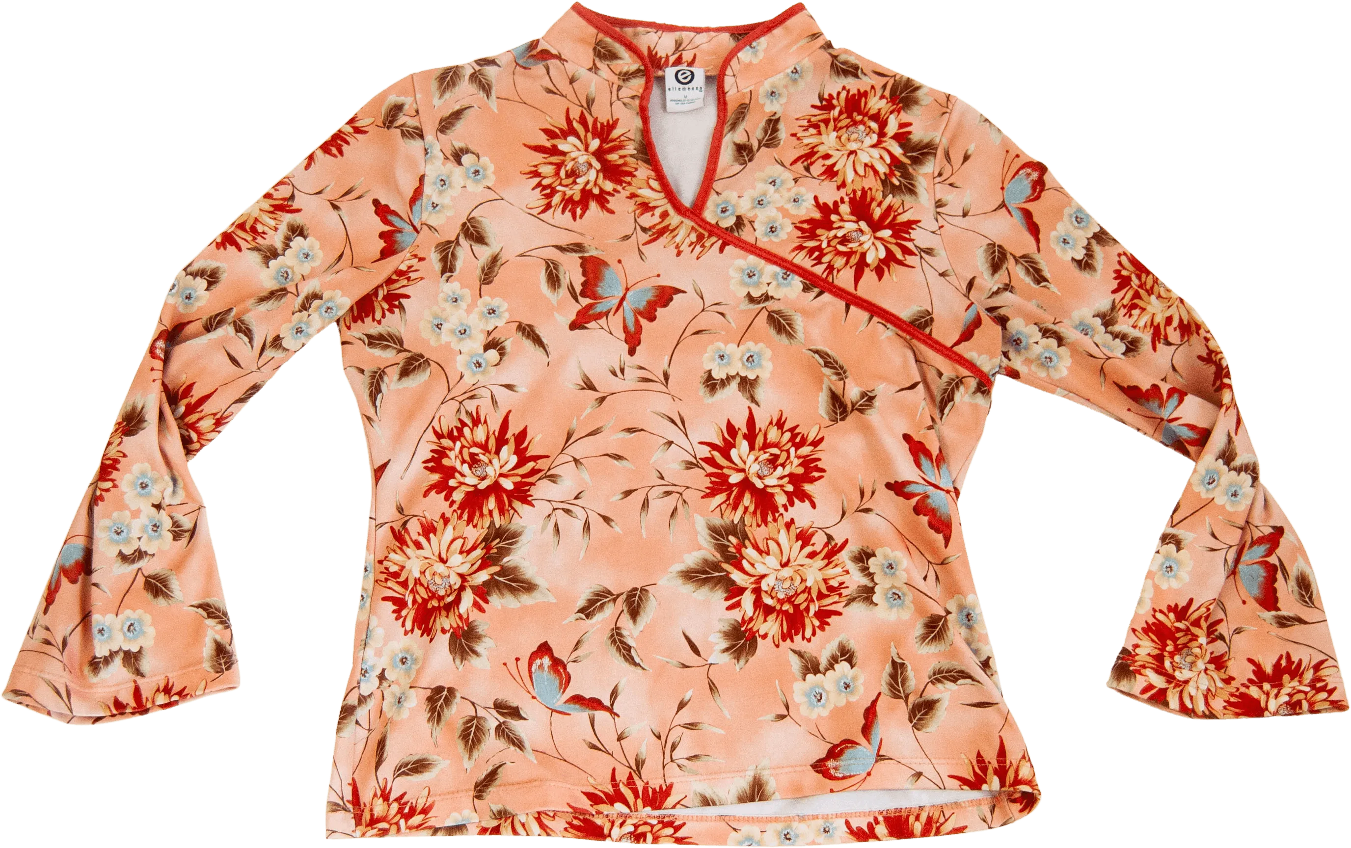 00's Cheongsam Floral Blouse  by Ellemenno