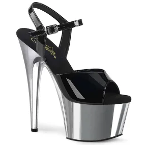 ADORE-709 Black & Silver Open Toe High Heels