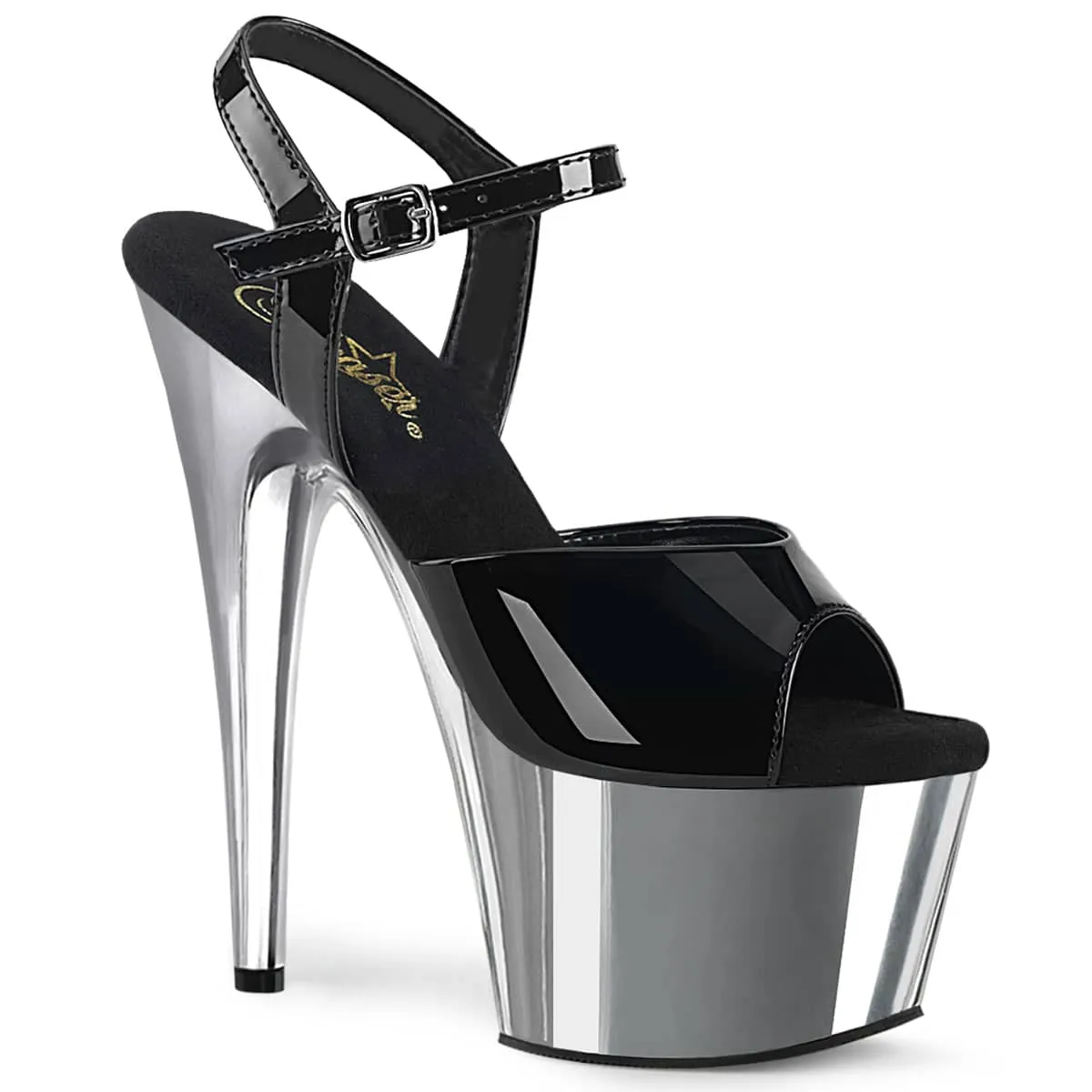 ADORE-709 Black & Silver Open Toe High Heels