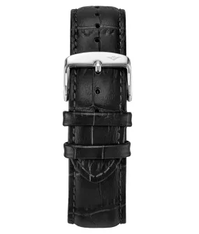 Alligator Embossed Black Leather 22mm Strap