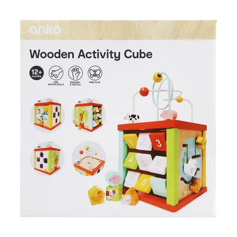 Anko Wooden Activity Cube Set - Multicolored