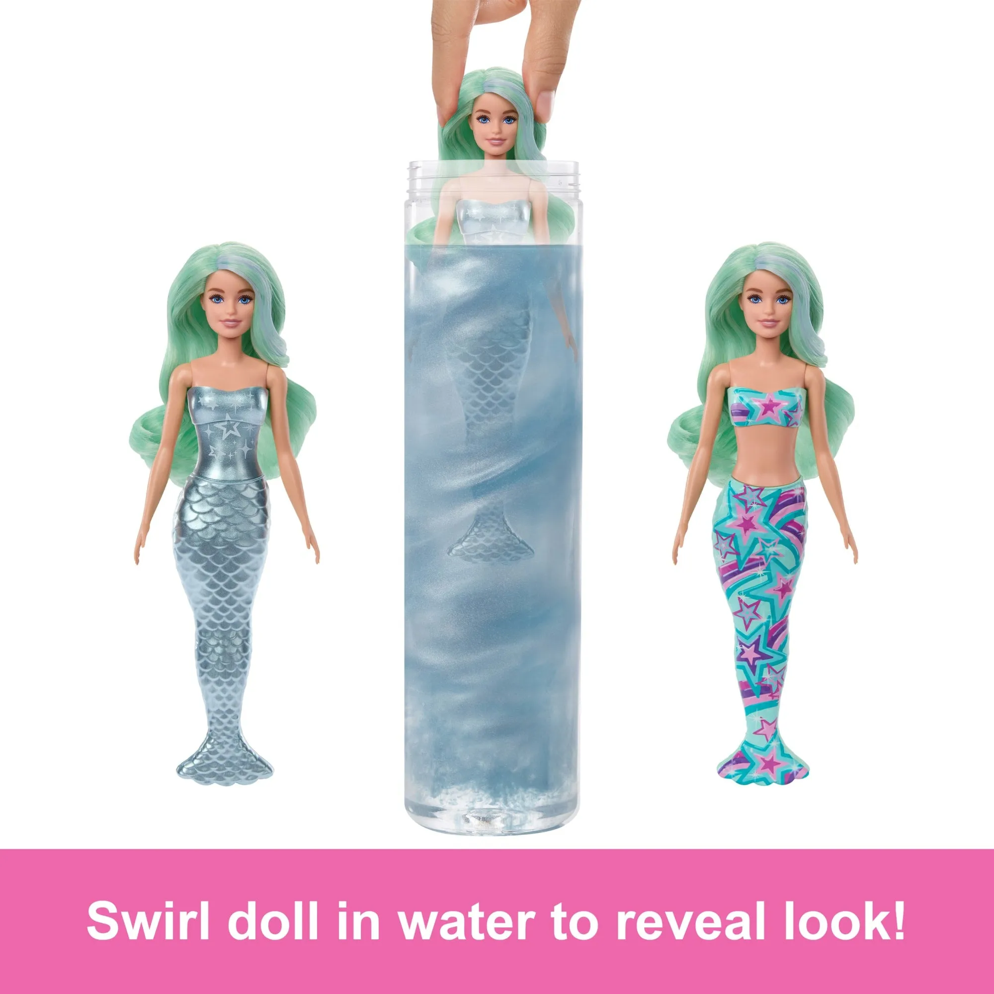 Barbie Color Reveal Mermaid Series Doll & Accessories With 6 Surprises, Color-Change Hair