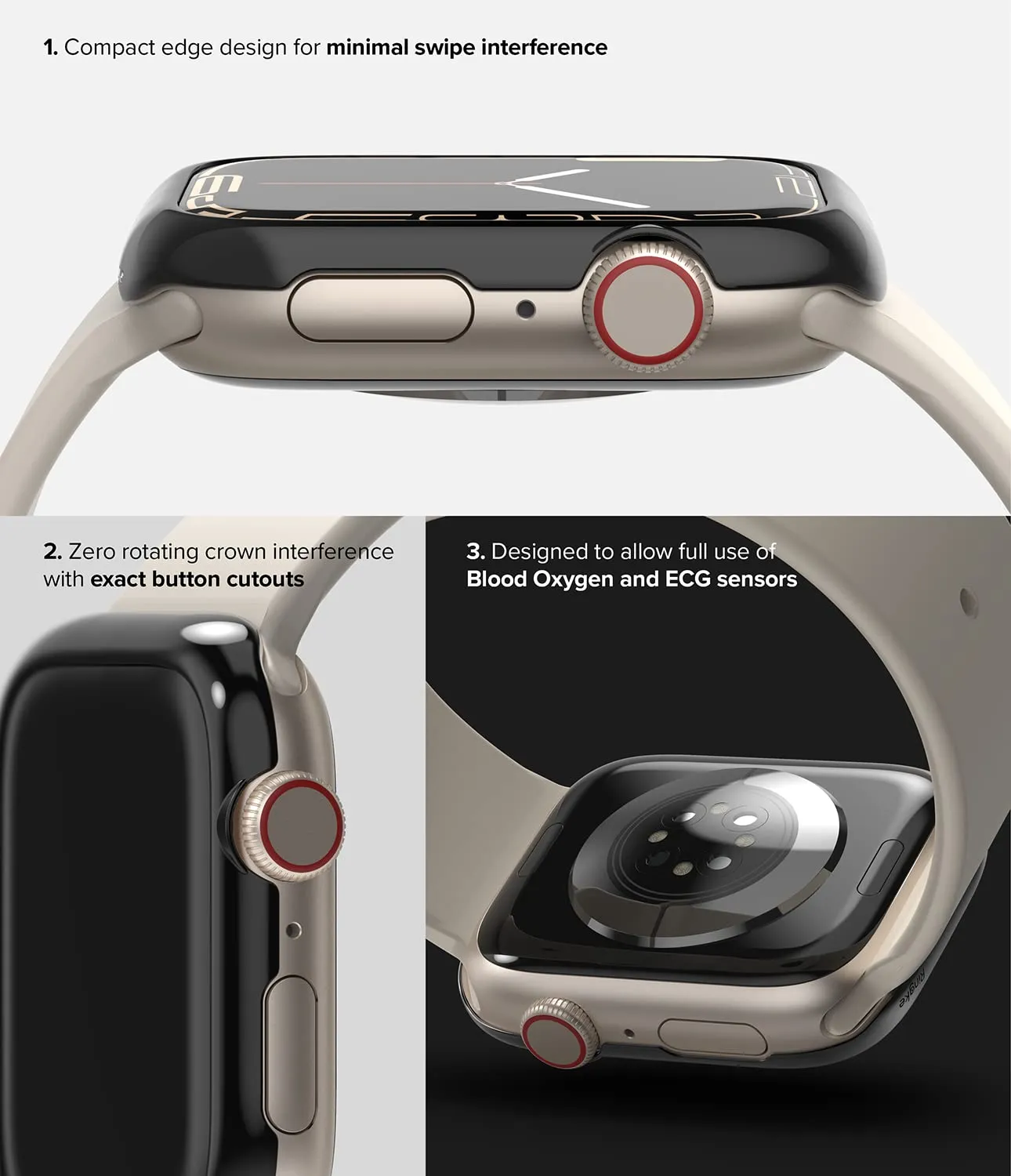 Bezel Styling Compatible with Apple Watch 7 45mm - Black (45-03)