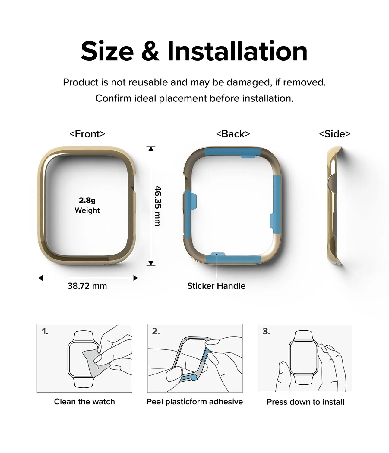 Bezel Styling Compatible with Apple Watch 7 45mm - Gold (45-05)