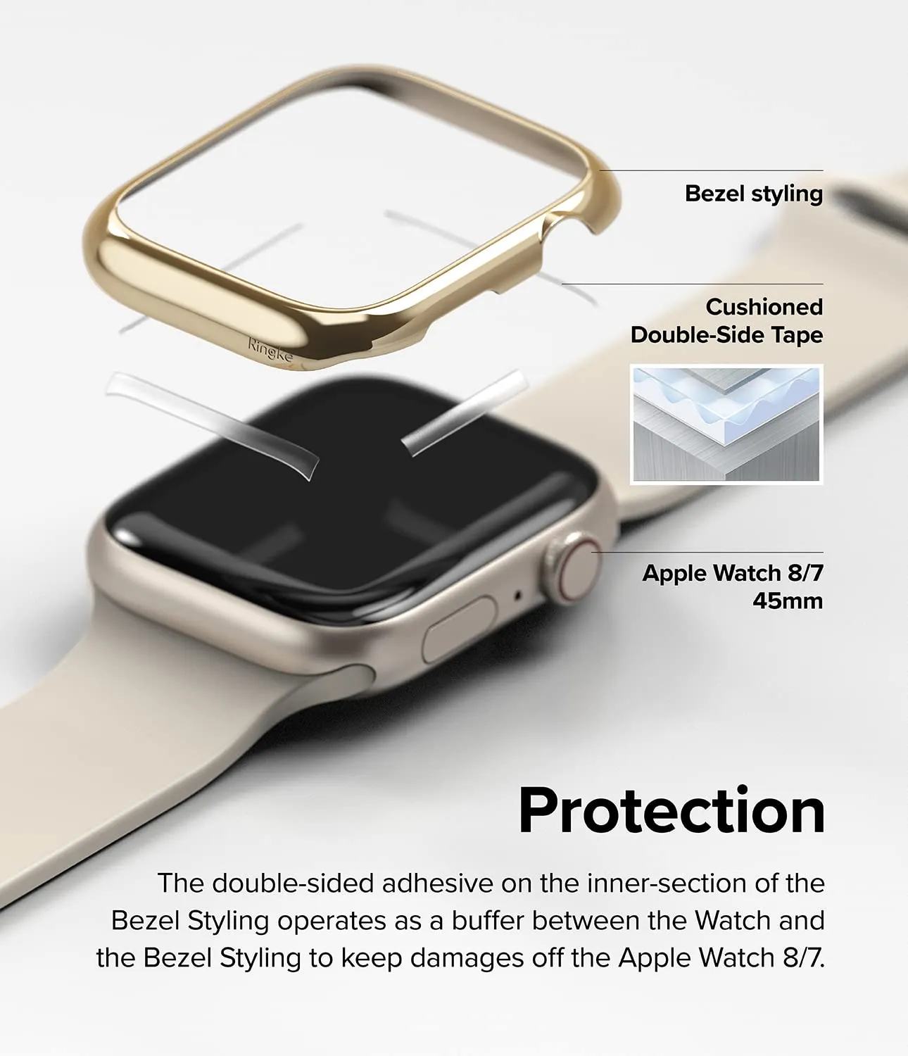 Bezel Styling Compatible with Apple Watch 7 45mm - Gold (45-05)