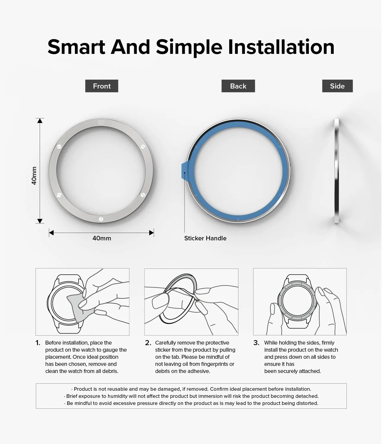 Bezel Styling Compatible with Samsung Galaxy Watch 4 40mm - Silver [40-42]