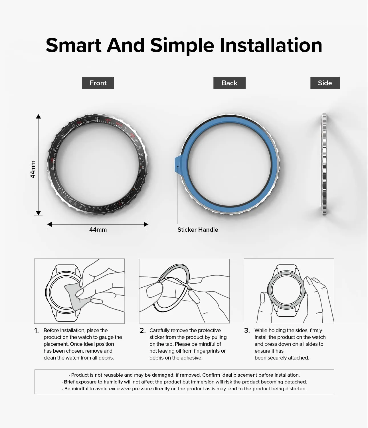 Bezel Styling Compatible with Samsung Galaxy Watch 4 44mm - Silver & Black [44-85]