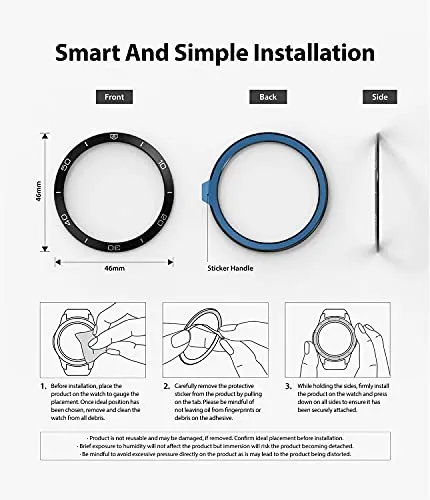 Bezel Styling Compatible with Samsung Galaxy Watch 4 Classic 46mm - Black [46-15]