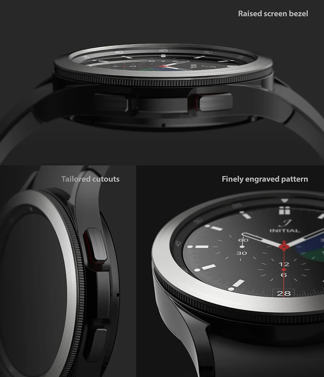 Bezel Styling Compatible with Samsung Galaxy Watch 4 Classic 46mm  - Silver [46-04]