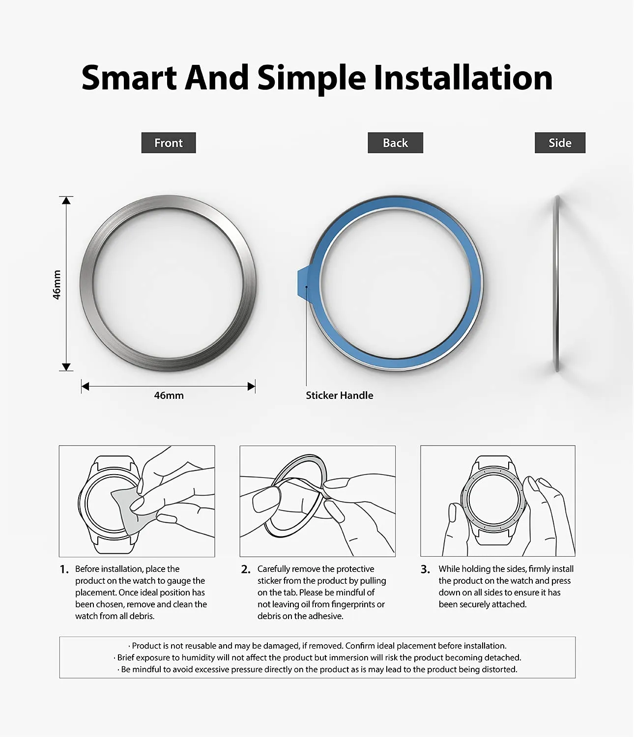 Bezel Styling Compatible with Samsung Galaxy Watch 4 Classic 46mm  - Silver [46-04]