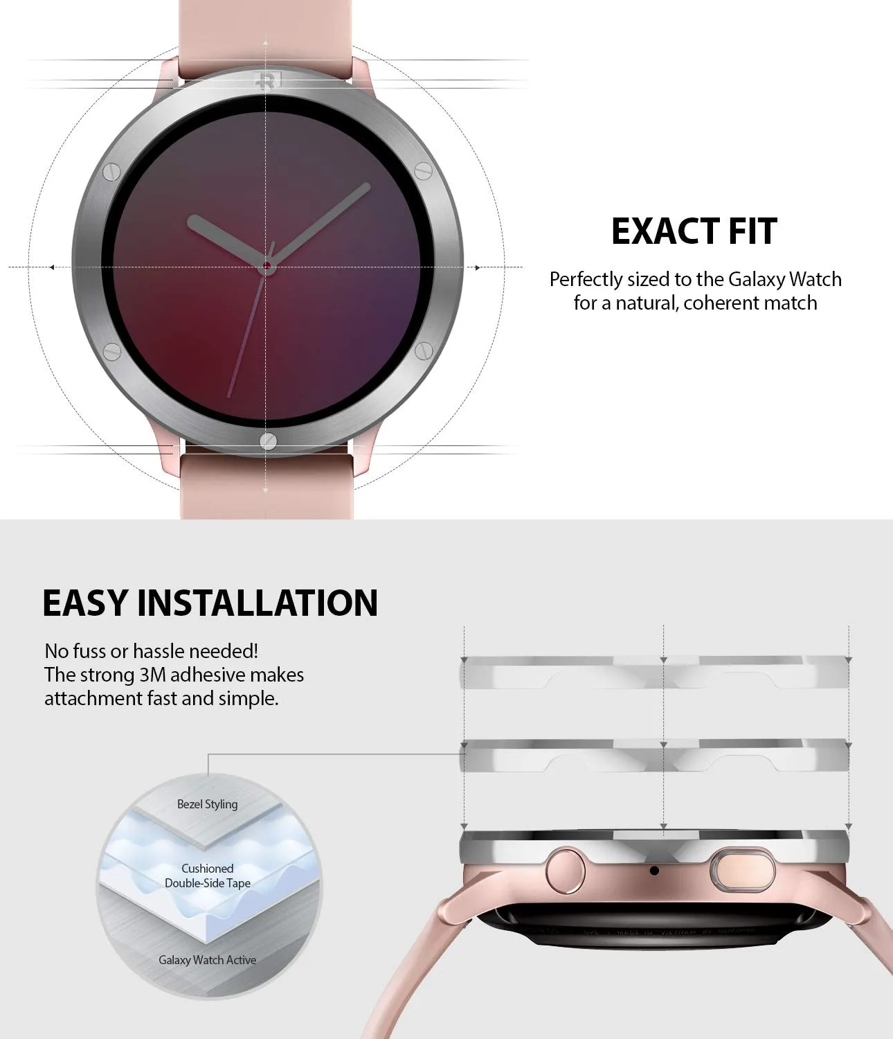 Bezel Styling Cover for Galaxy Watch Active 2 44mm (2019) - GW-A2-44-40 [Stainless Steel]