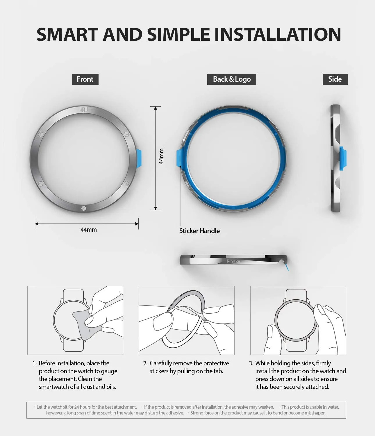 Bezel Styling Cover for Galaxy Watch Active 2 44mm (2019) - GW-A2-44-40 [Stainless Steel]