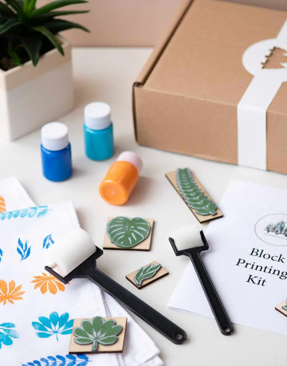 Botanical Block Printing  Kit Textile Stamp Kit