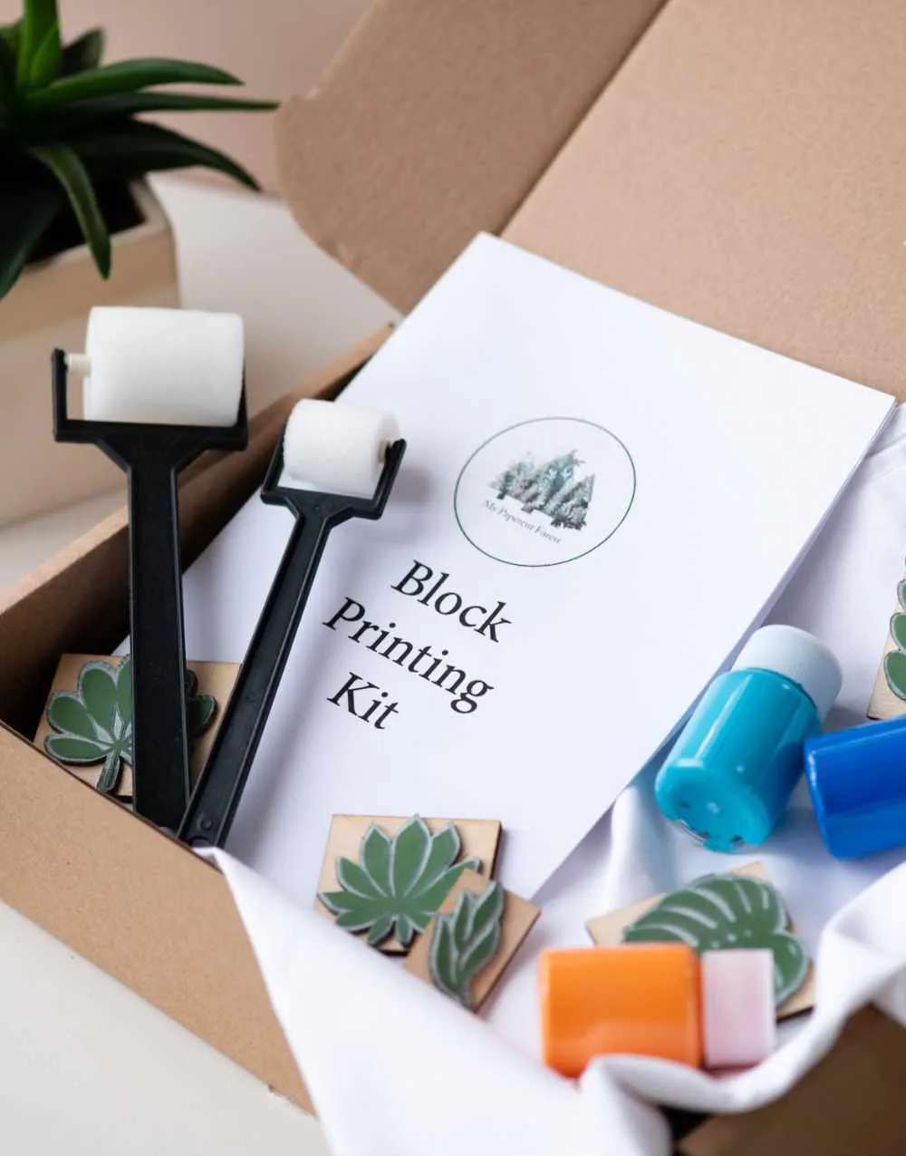 Botanical Block Printing  Kit Textile Stamp Kit