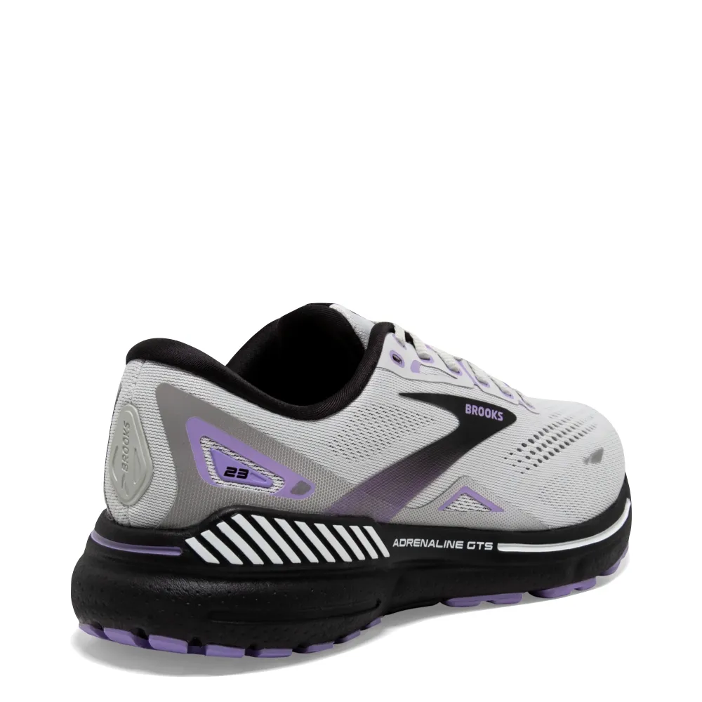 Brooks Women's Adrenaline GTS 23 Running Sneaker in Grey/Black/Purple