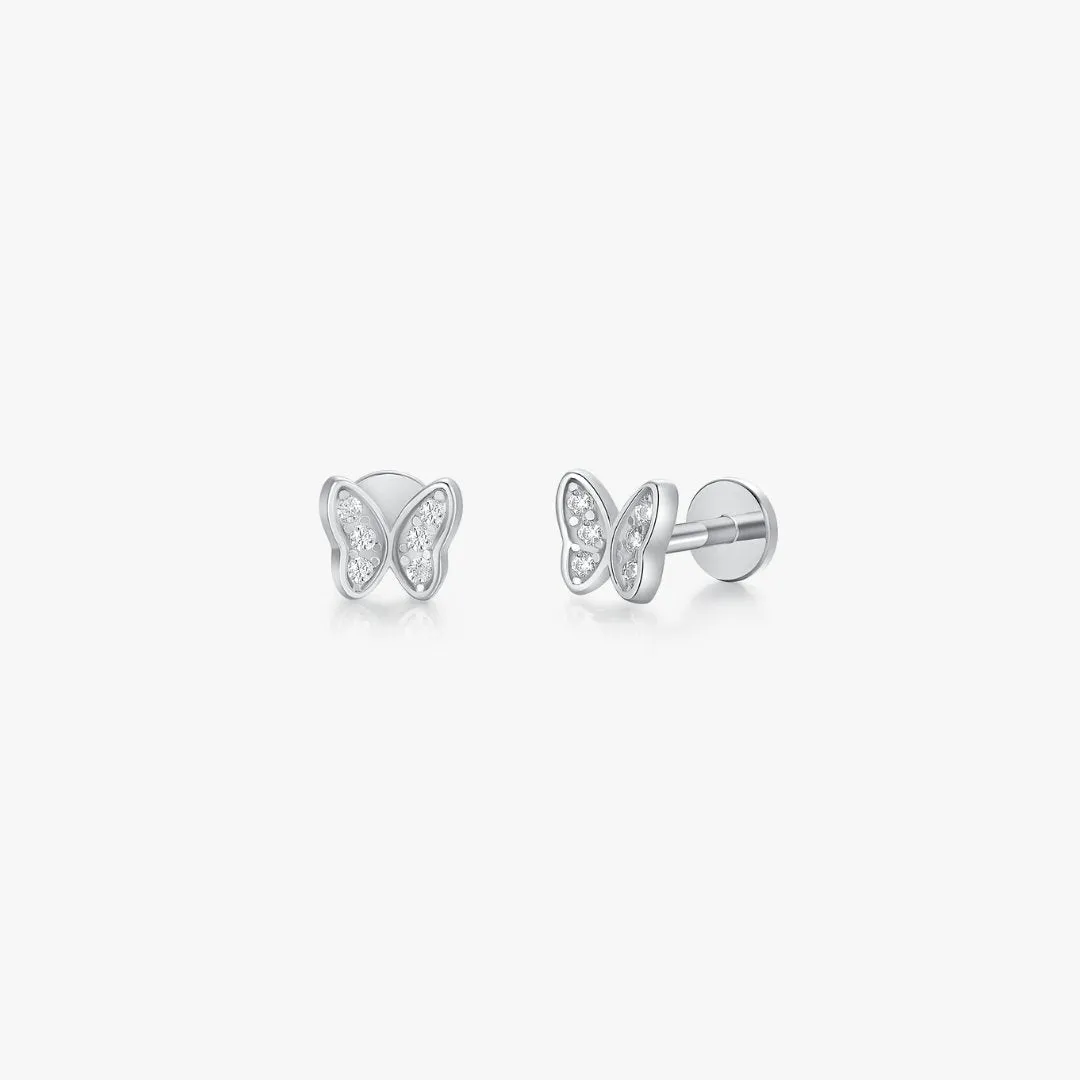 Butterfly Threadless Flat Back Studs