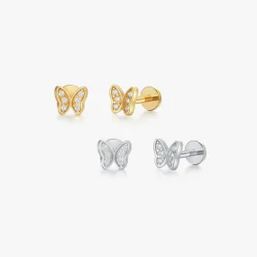 Butterfly Threadless Flat Back Studs