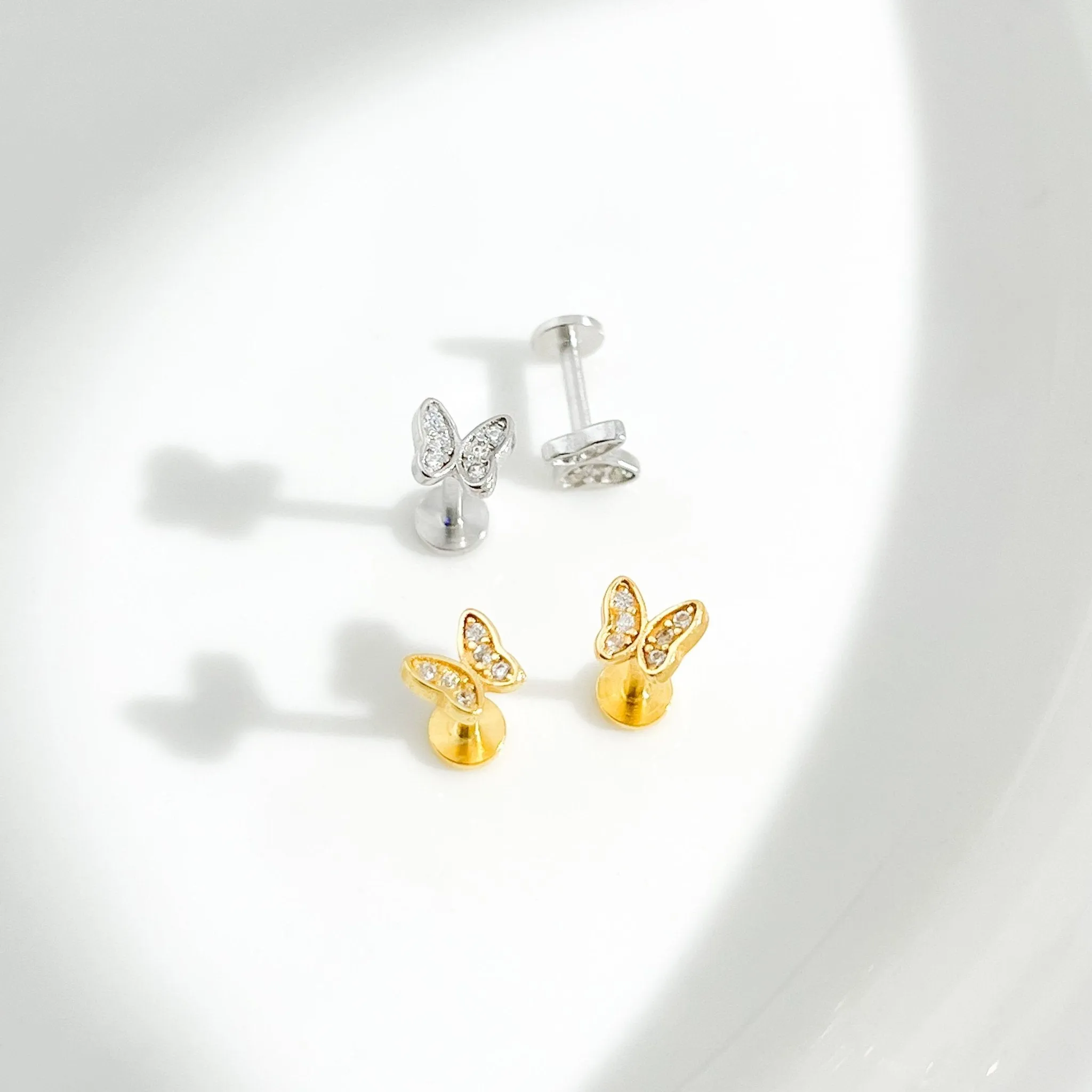 Butterfly Threadless Flat Back Studs