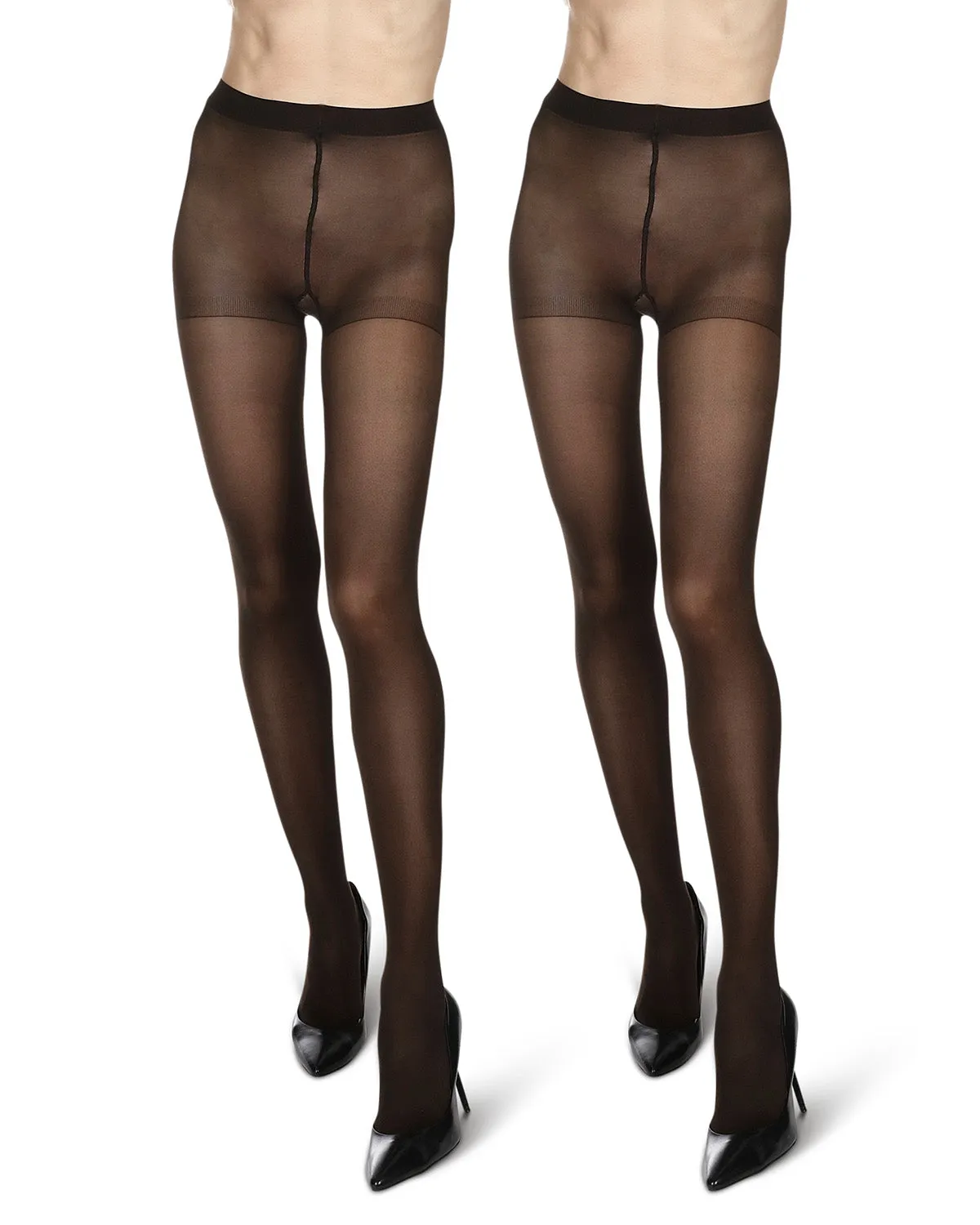 Diamonds/Solid 2 Pair Control Top Tights