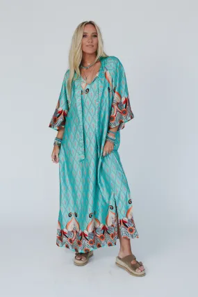 Evangaline Printed Maxi Dress - Green