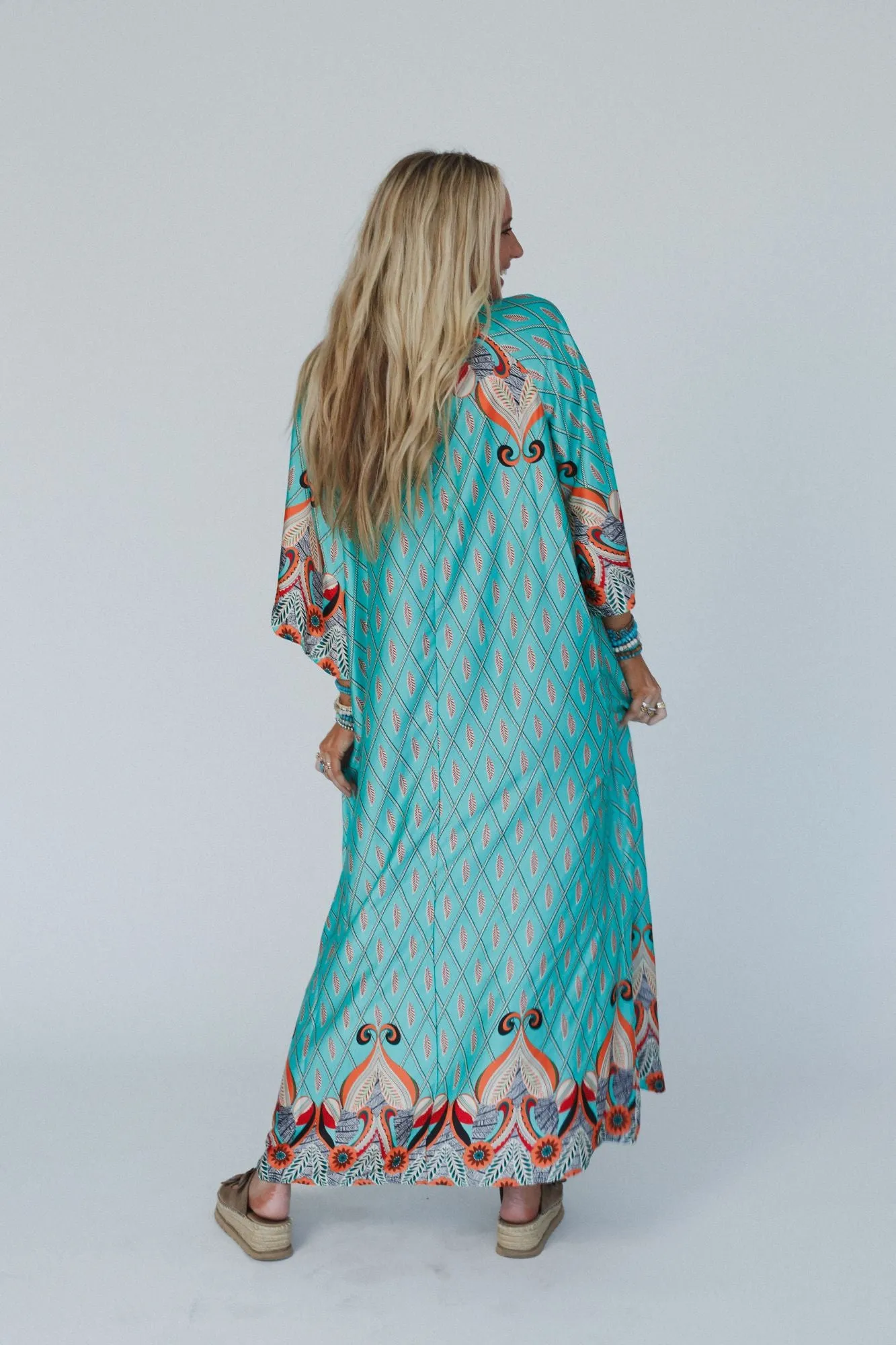 Evangaline Printed Maxi Dress - Green