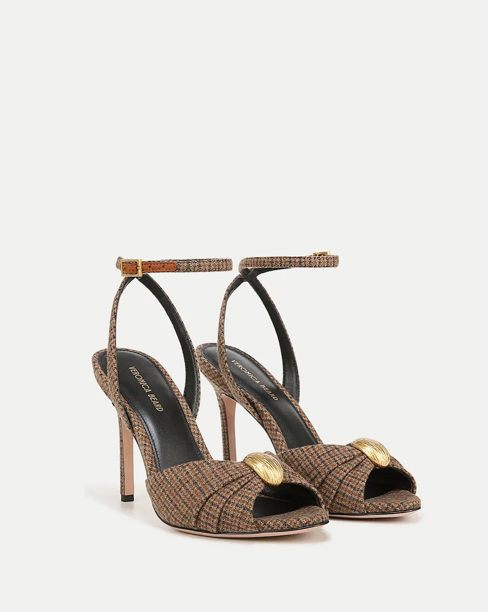 Genevieve Peep-Toe Checked Sandal