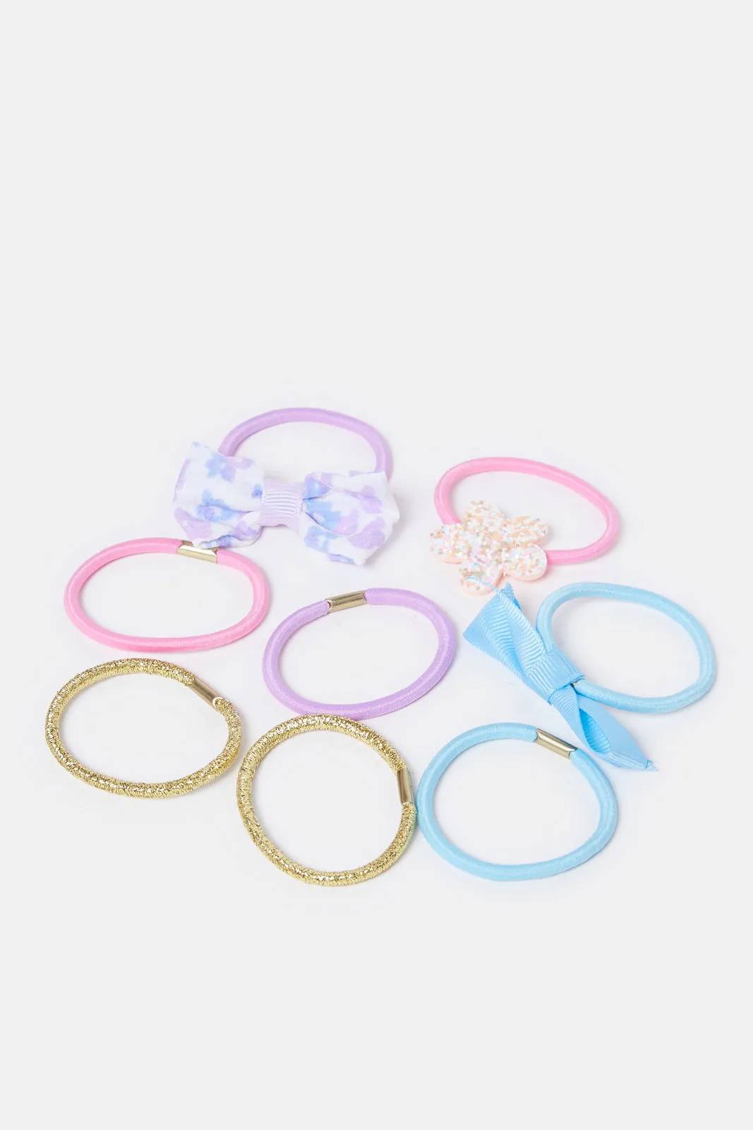 Girls Assorted Embellished Elastic Hair Band Set (8 Piece)