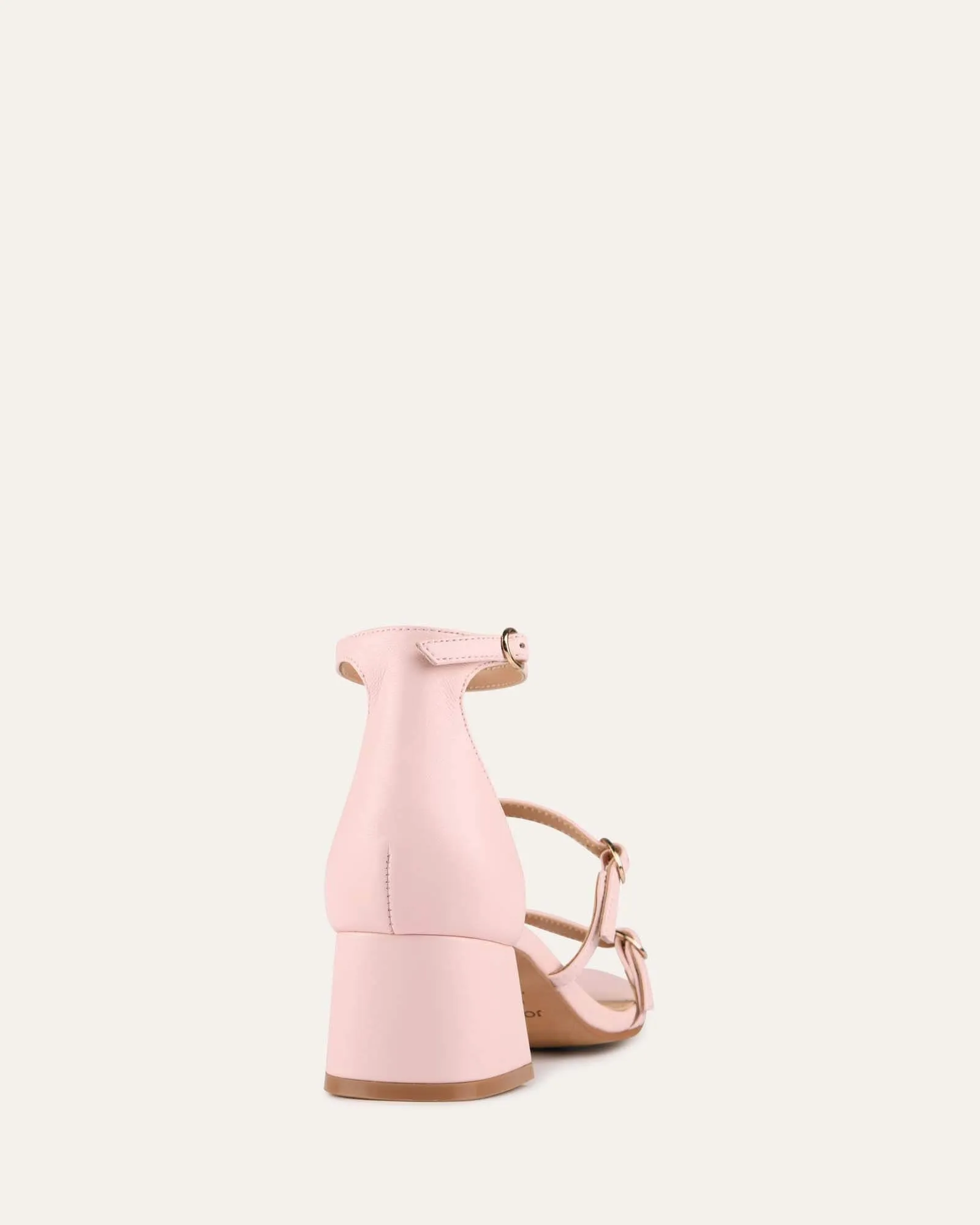 HARRIET MID HEEL SANDALS SOFT PINK LEATHER