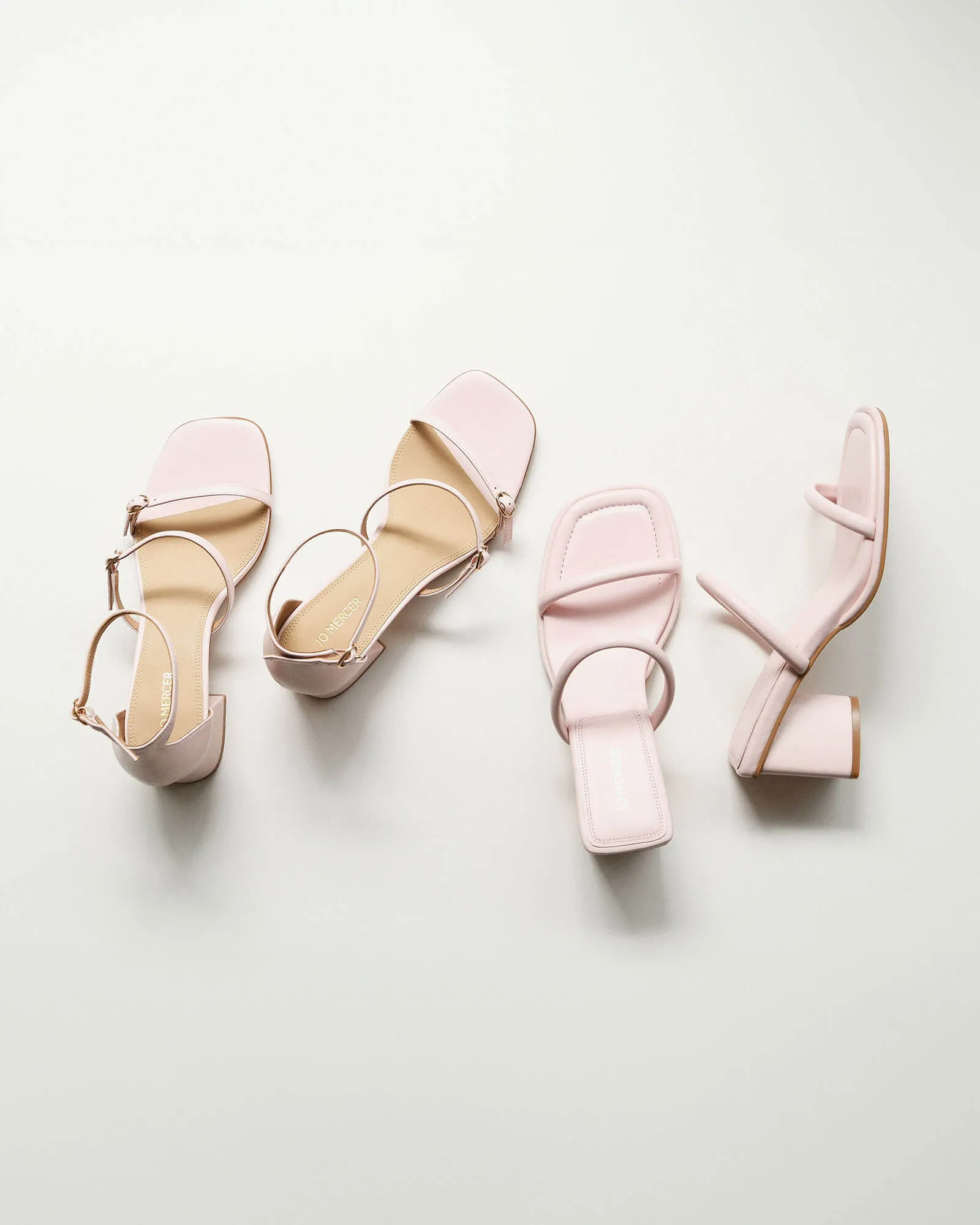 HARRIET MID HEEL SANDALS SOFT PINK LEATHER