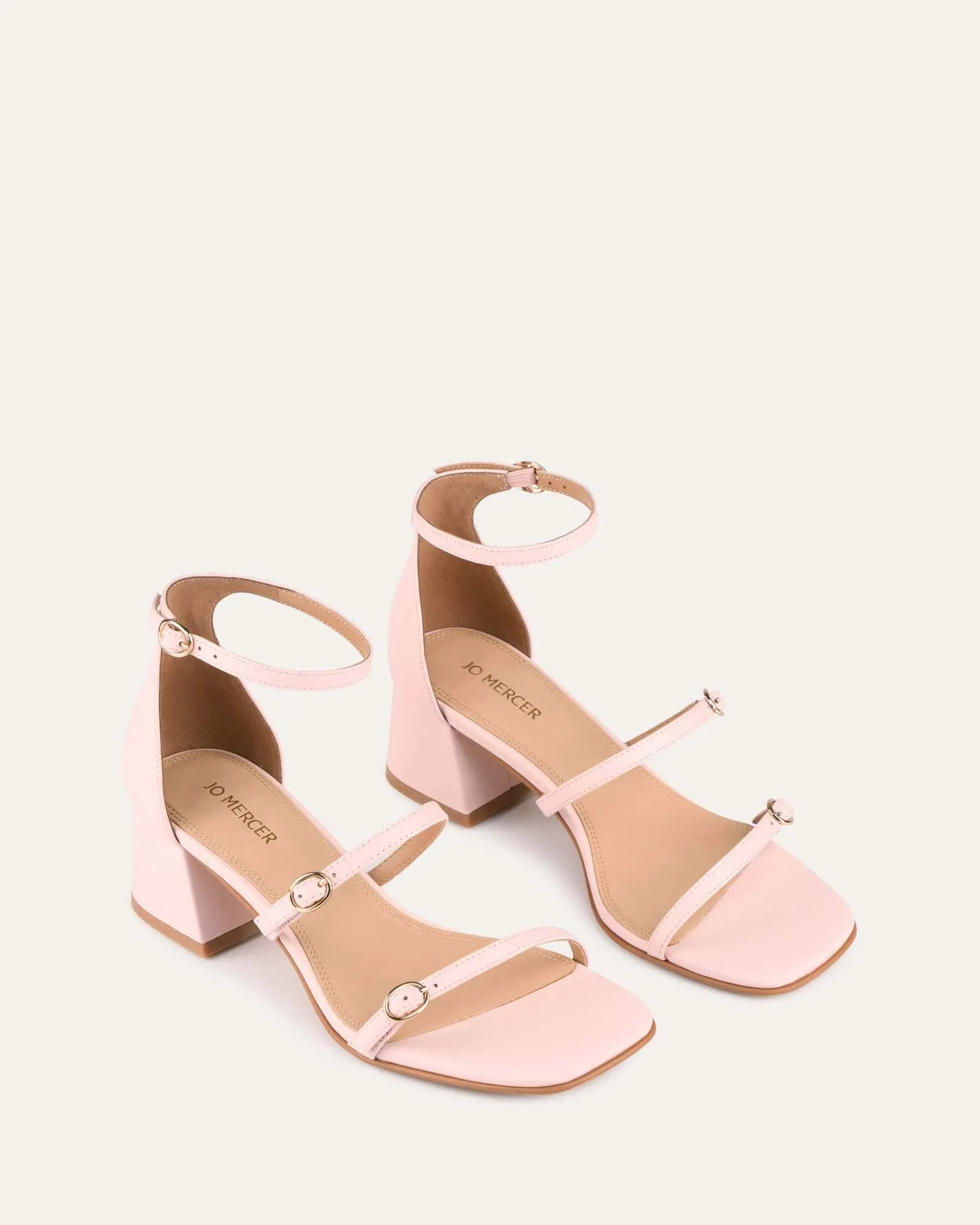 HARRIET MID HEEL SANDALS SOFT PINK LEATHER