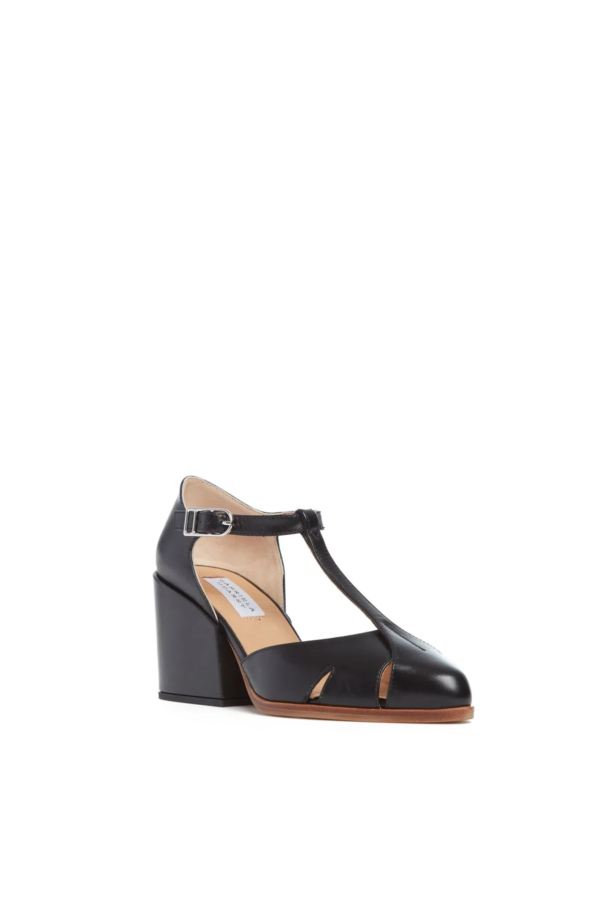 Hawes T-Strap Heel in Black Leather