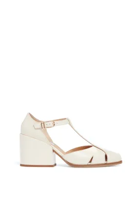 Hawes T-Strap Heel in Cream Leather