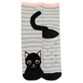 HOTSOX Women's Cat Cozy Non-Skid Short Crew Sock