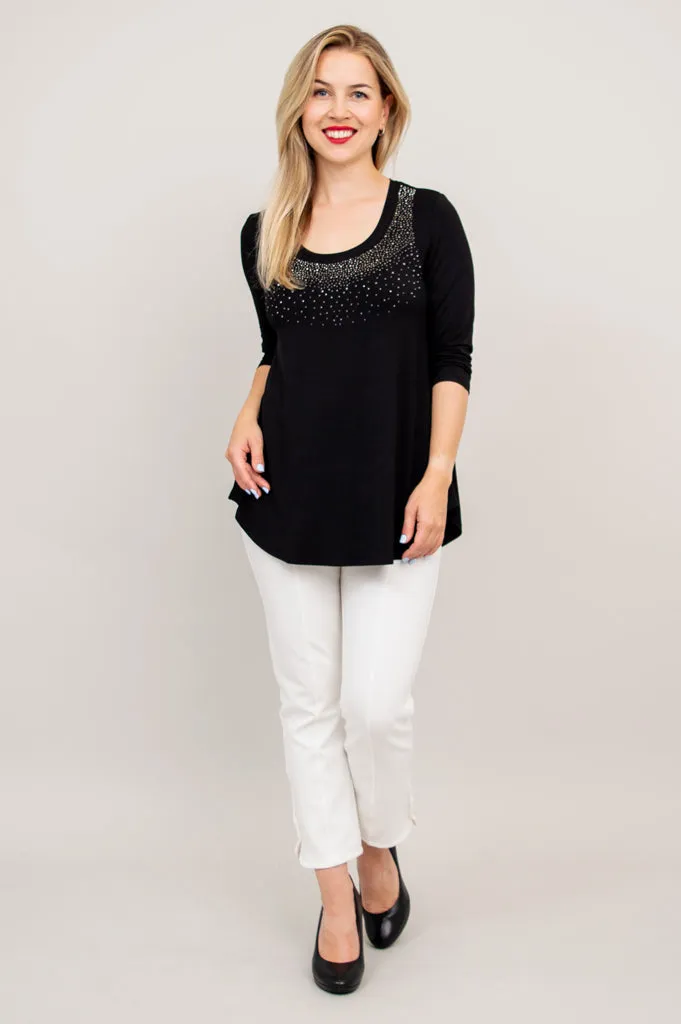 Jazz 3/4 Slv Top, Black Diamond, Bamboo