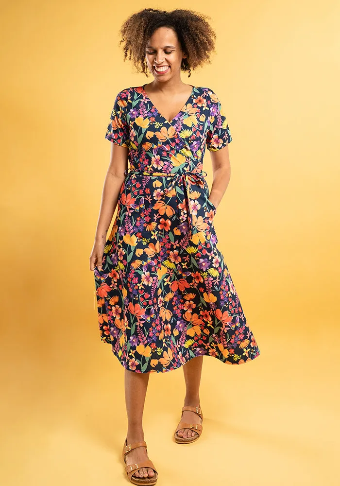 Kaelyn Butterfly Meadow Print Midi Dress