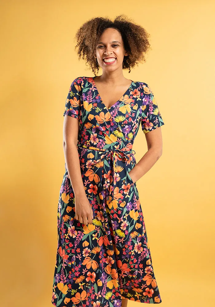 Kaelyn Butterfly Meadow Print Midi Dress