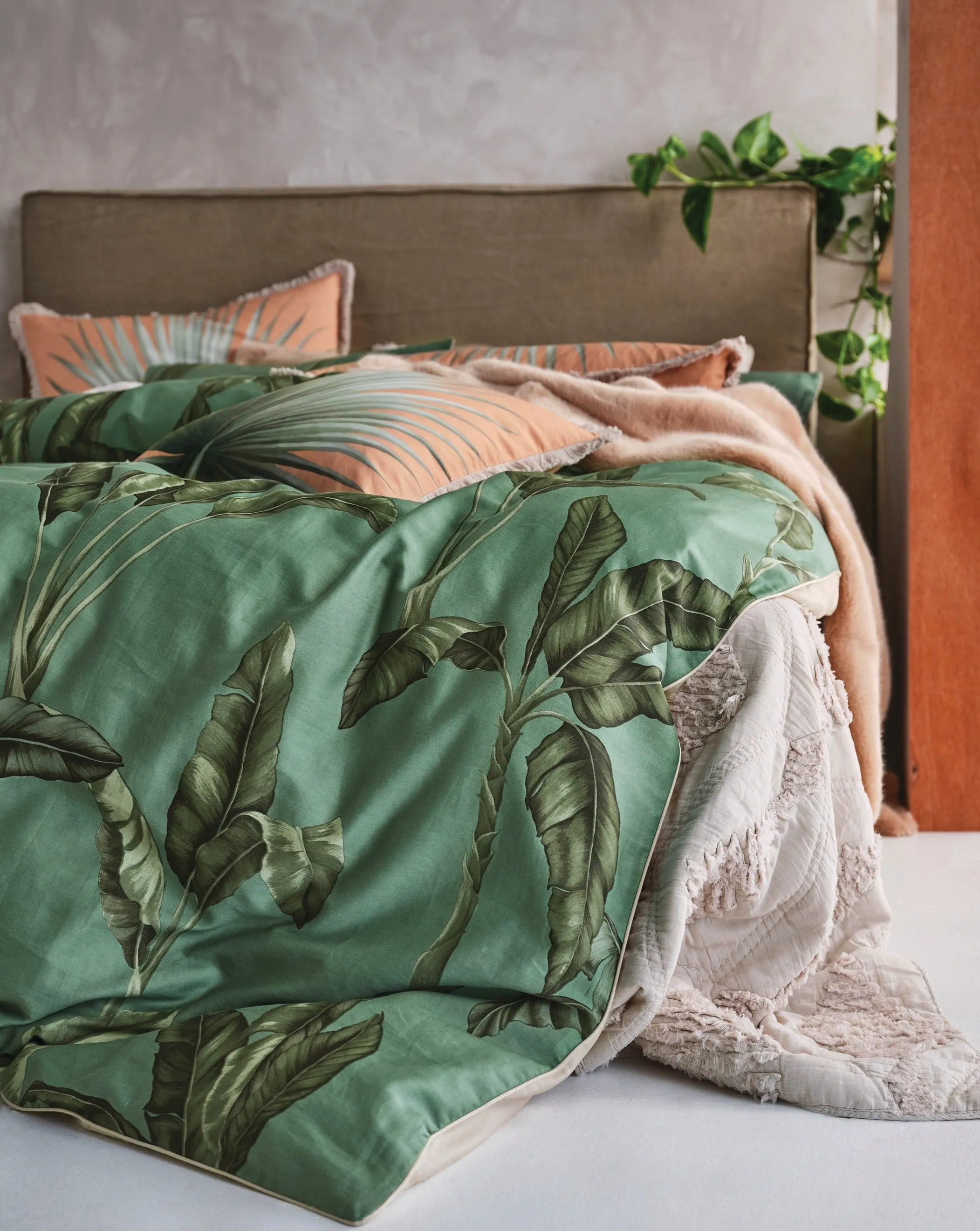 Livia Green Cotton Quilt Cover