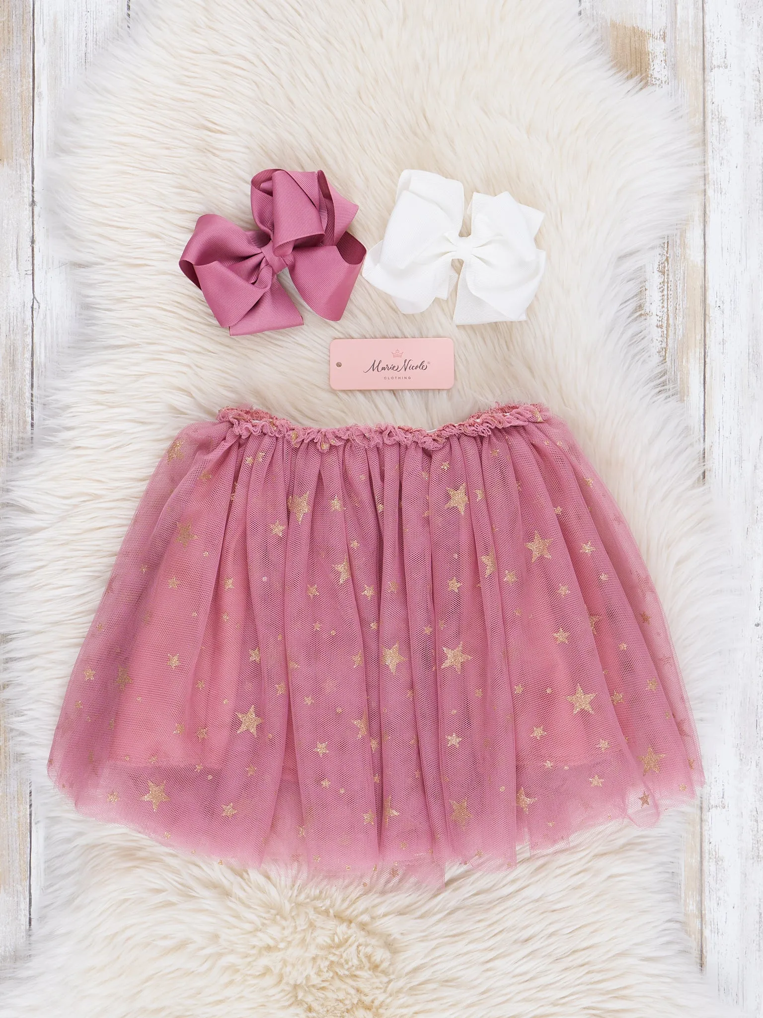 Mauve Starry Sparkle Tulle Skirt