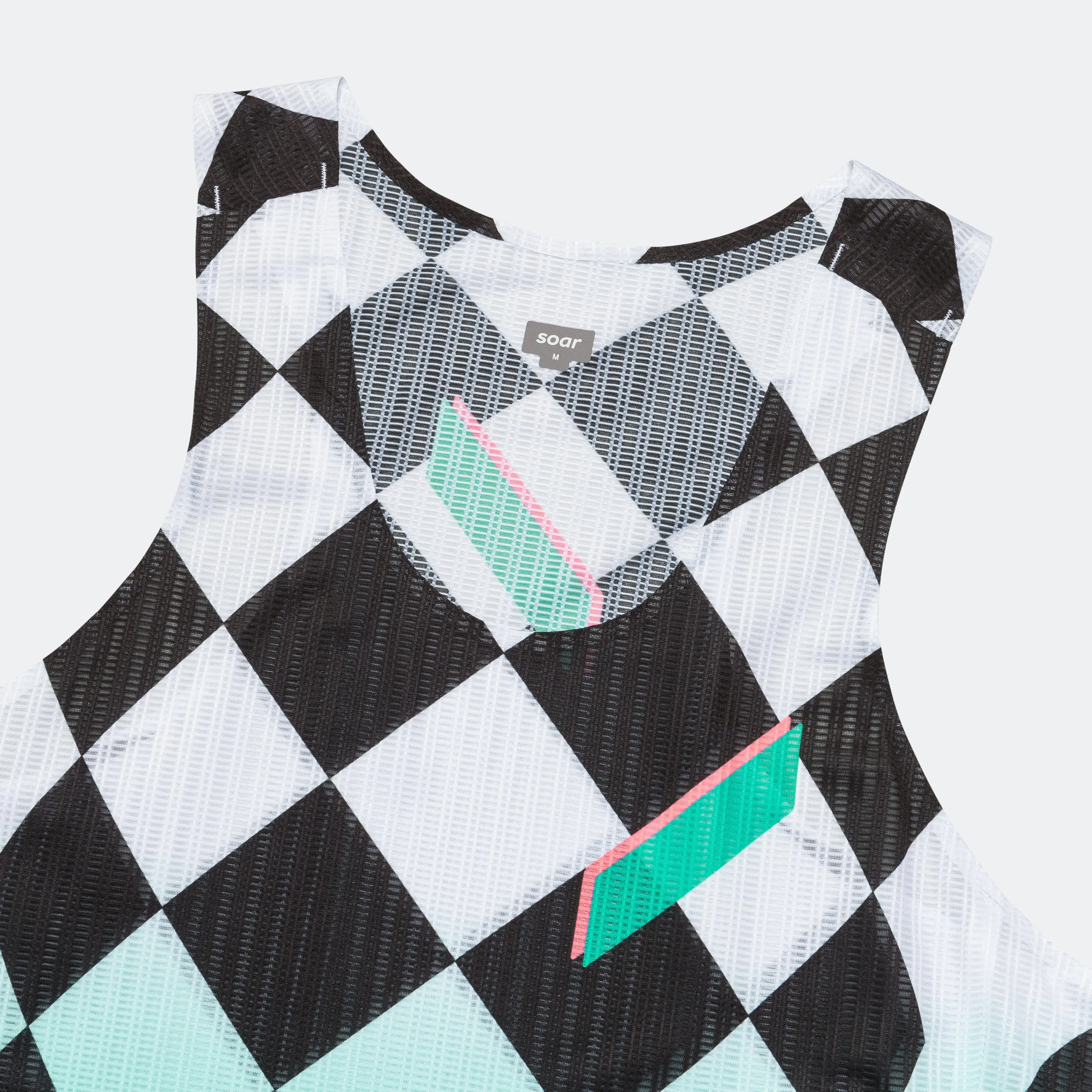 Mens Race Vest - Black/White Diamond