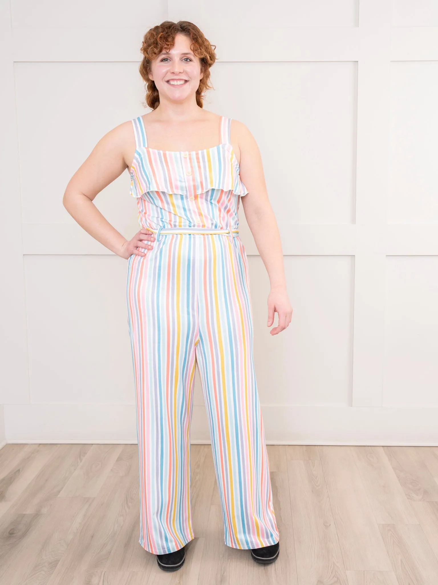 Mom & Me Rainbow Stripes Ruffle Jumpsuit