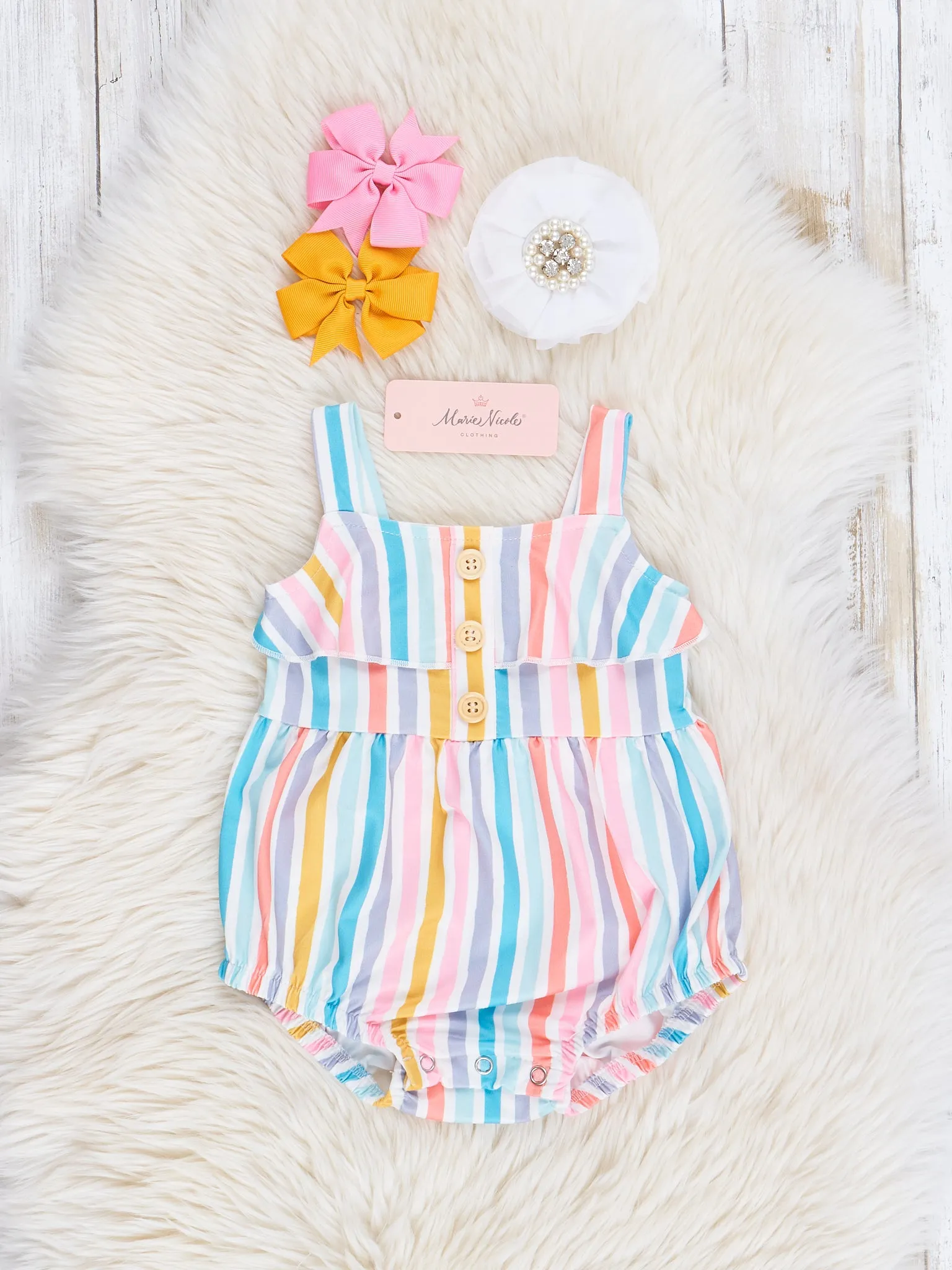 Mom & Me Rainbow Stripes Ruffle Jumpsuit