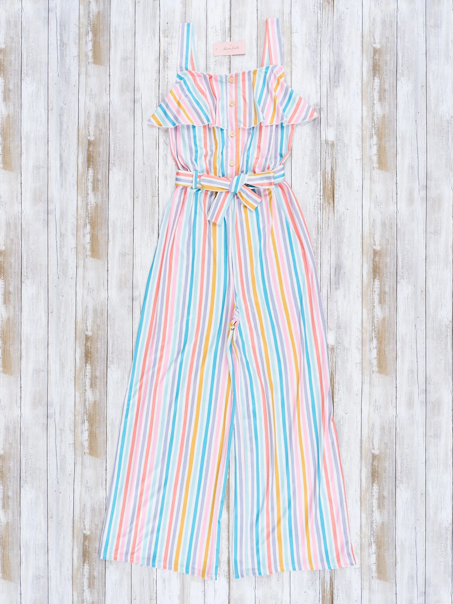 Mom & Me Rainbow Stripes Ruffle Jumpsuit