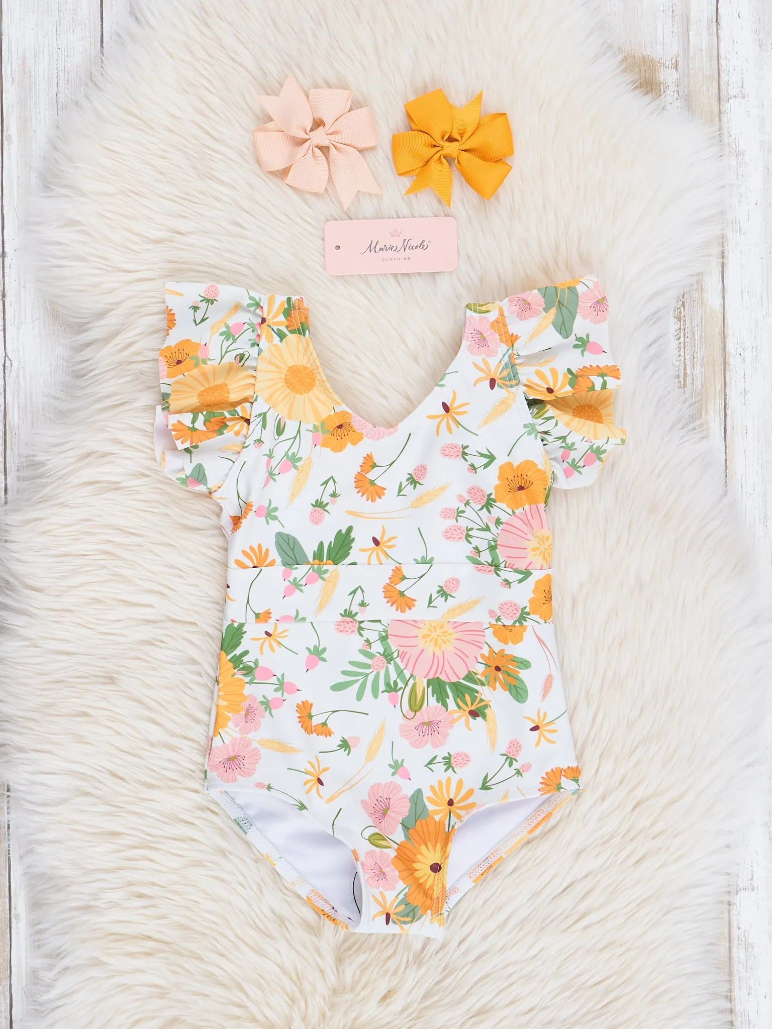 Mom & Me Yellow Floral Fields Ruffle Swimsuit