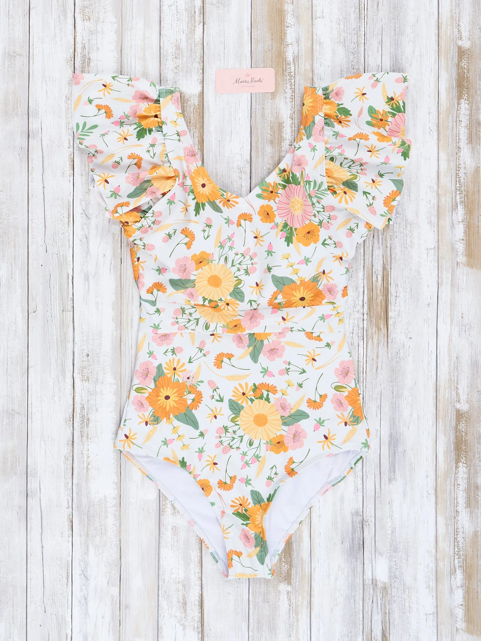 Mom & Me Yellow Floral Fields Ruffle Swimsuit