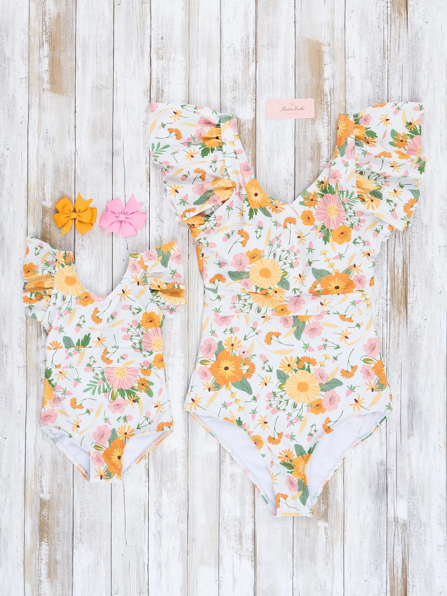 Mom & Me Yellow Floral Fields Ruffle Swimsuit