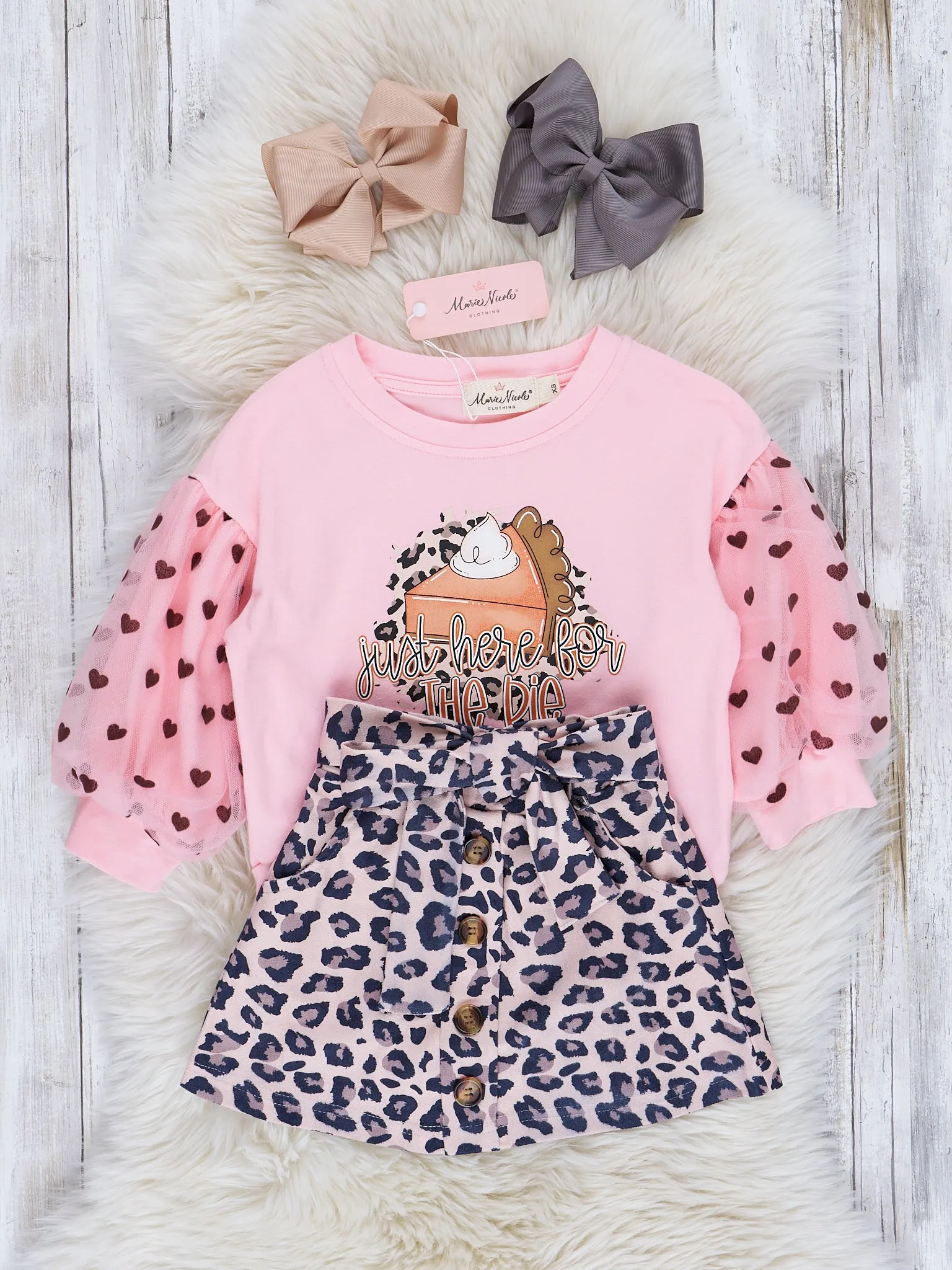 Pink & Leopard Pumpkin Pie Outfit w/ Skirt