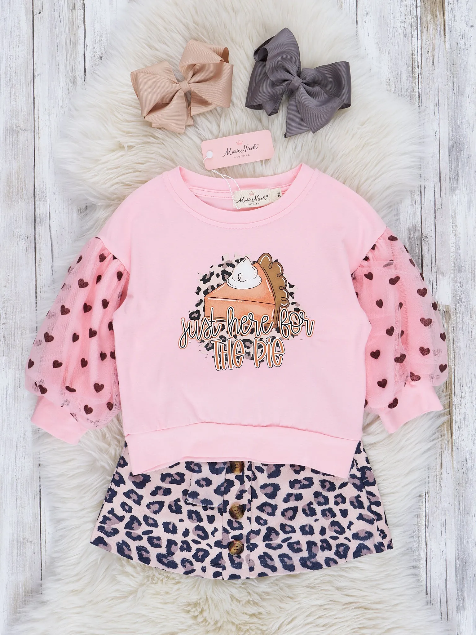 Pink & Leopard Pumpkin Pie Outfit w/ Skirt