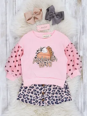 Pink & Leopard Pumpkin Pie Outfit w/ Skirt